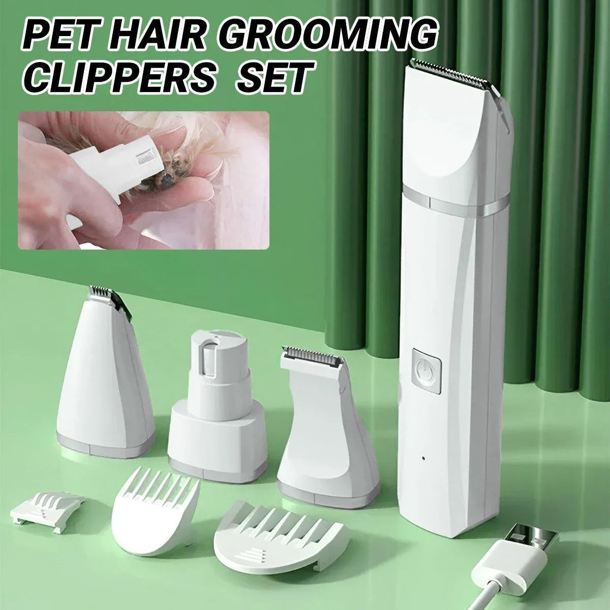 White Rechargeable Dog & Cat Grooming Clippers