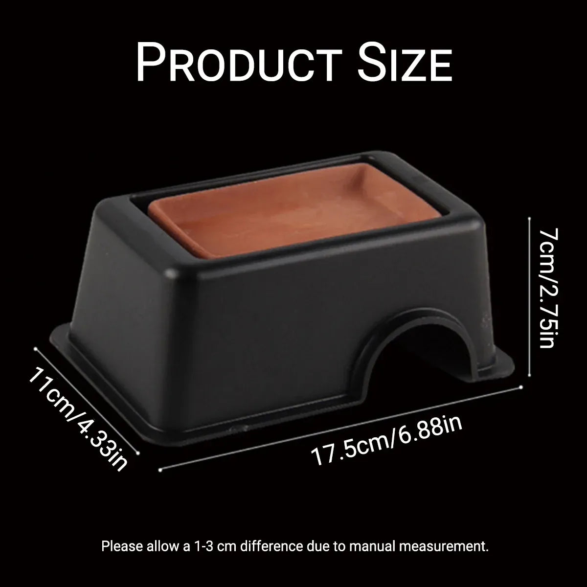 Reptile Hideout Cave with Water Recess - Black & Brown, 17.5 cm