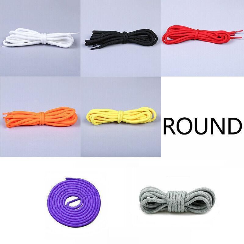 Shoelaces Colorful Coloured Flat Round Oval Bootlace Sneaker Shoe Laces - Round-Yellow