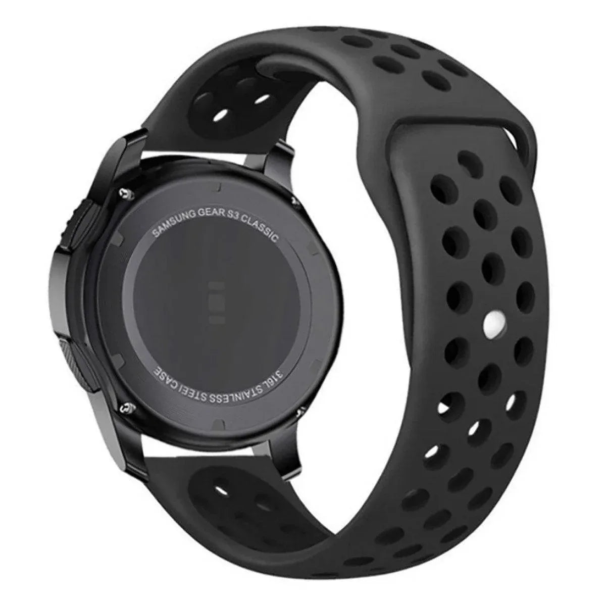 22mm 20mm Silicone Sports Watch Band for Samsung Huawei Huami Two-Tone Strap - 22mm-Black
