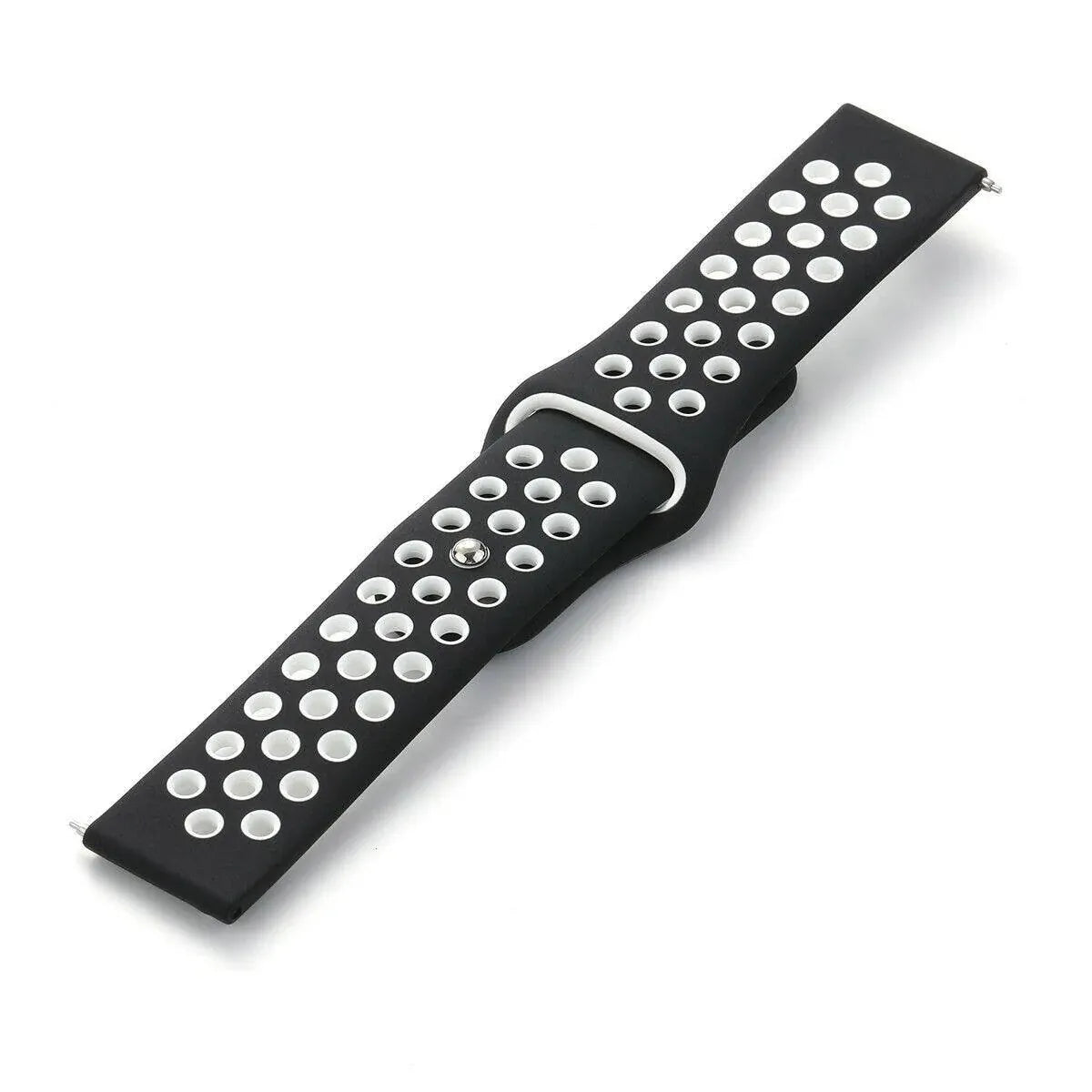 22mm 20mm Silicone Sports Watch Band for Samsung Huawei Huami Two-Tone Strap - 22mm-Black