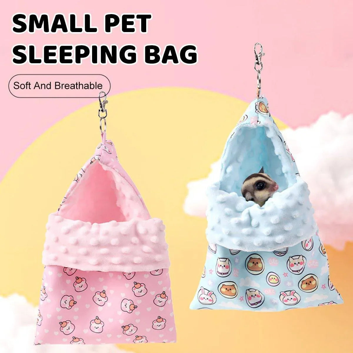 Hanging Cotton-Style Small Pet Sleeping Pouch - Blue, 29 × 21 cm