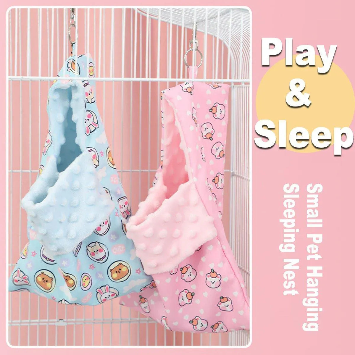Hanging Cotton-Style Small Pet Sleeping Pouch - Blue, 29 × 21 cm