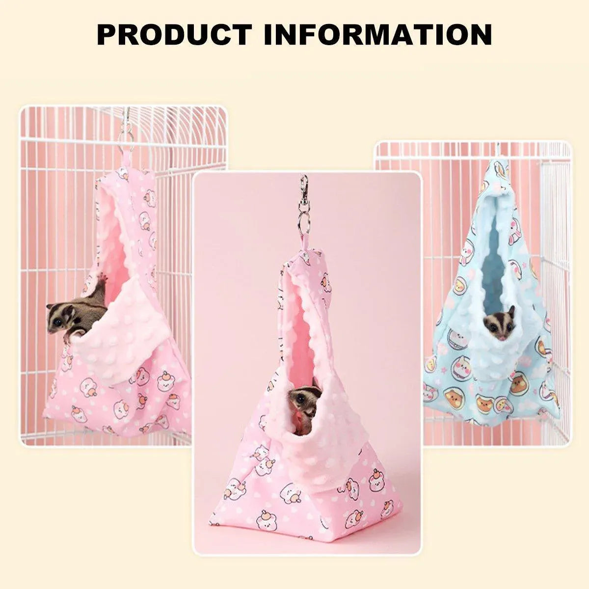 Hanging Cotton-Style Small Pet Sleeping Pouch - Blue, 29 × 21 cm