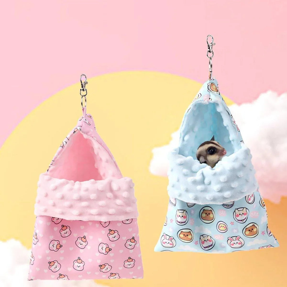 Hanging Cotton-Style Small Pet Sleeping Pouch - Blue, 29 × 21 cm