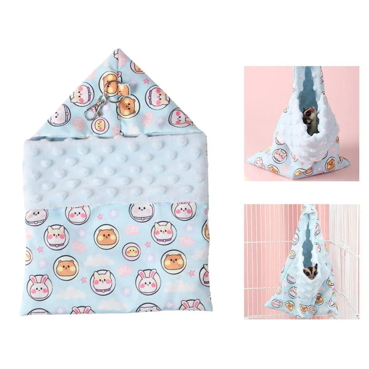 Hanging Cotton-Style Small Pet Sleeping Pouch - Blue, 29 × 21 cm