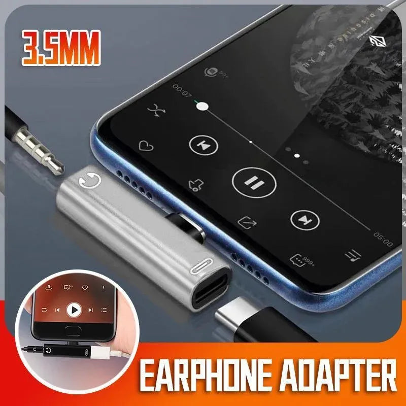 Up to 2 Type C to 3.5mm Audio Headphone Connector Earphone Adapter Aux Jack - Silver — product photo 2