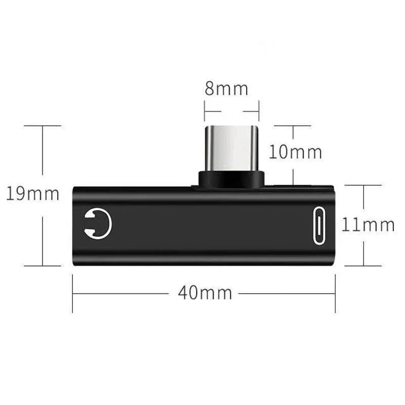 Up to 2 Type C to 3.5mm Audio Headphone Connector Earphone Adapter Aux Jack - Silver — product photo 3