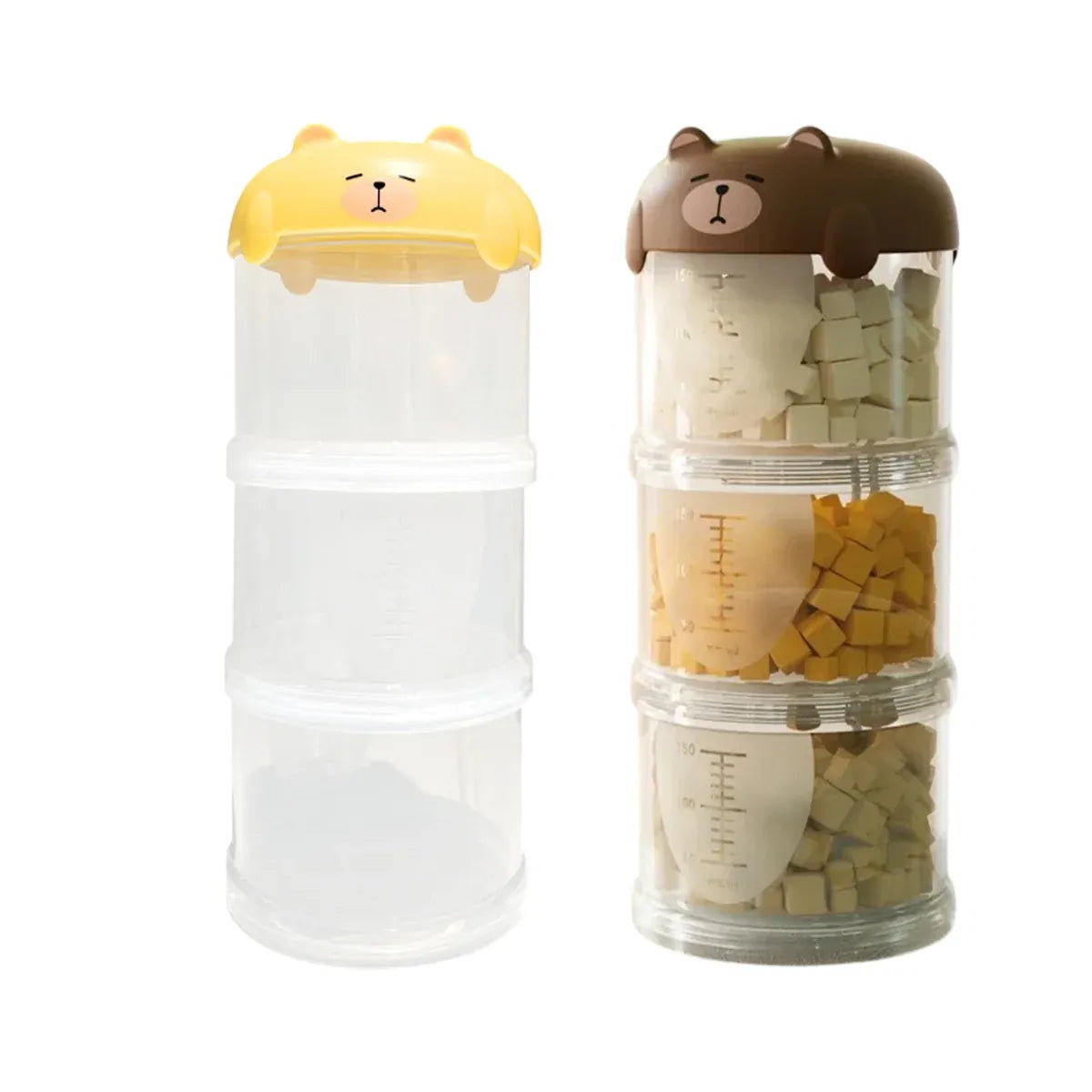 Stackable Three-Tier Pet Treat & Food Storage Container - Yellow, 19.1 cm