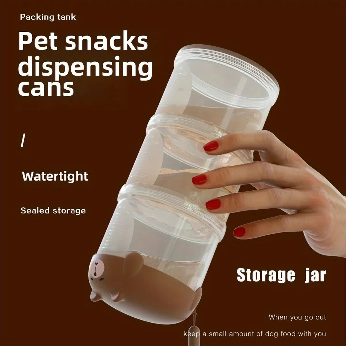 Stackable Three-Tier Pet Treat & Food Storage Container - Yellow, 19.1 cm