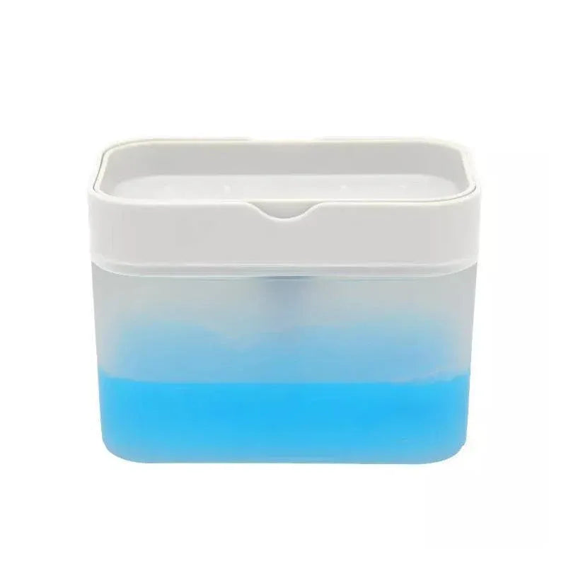 2 In 1 Soap Pump Dispenser Sponge Holder Dish Washing Liquid Container Kitchen - White