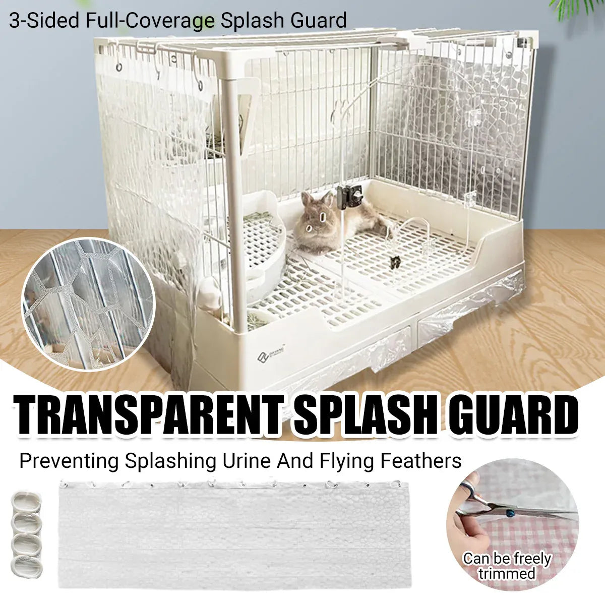 Clear EVA Small-Animal Cage Splash Guard - 180 × 57 cm