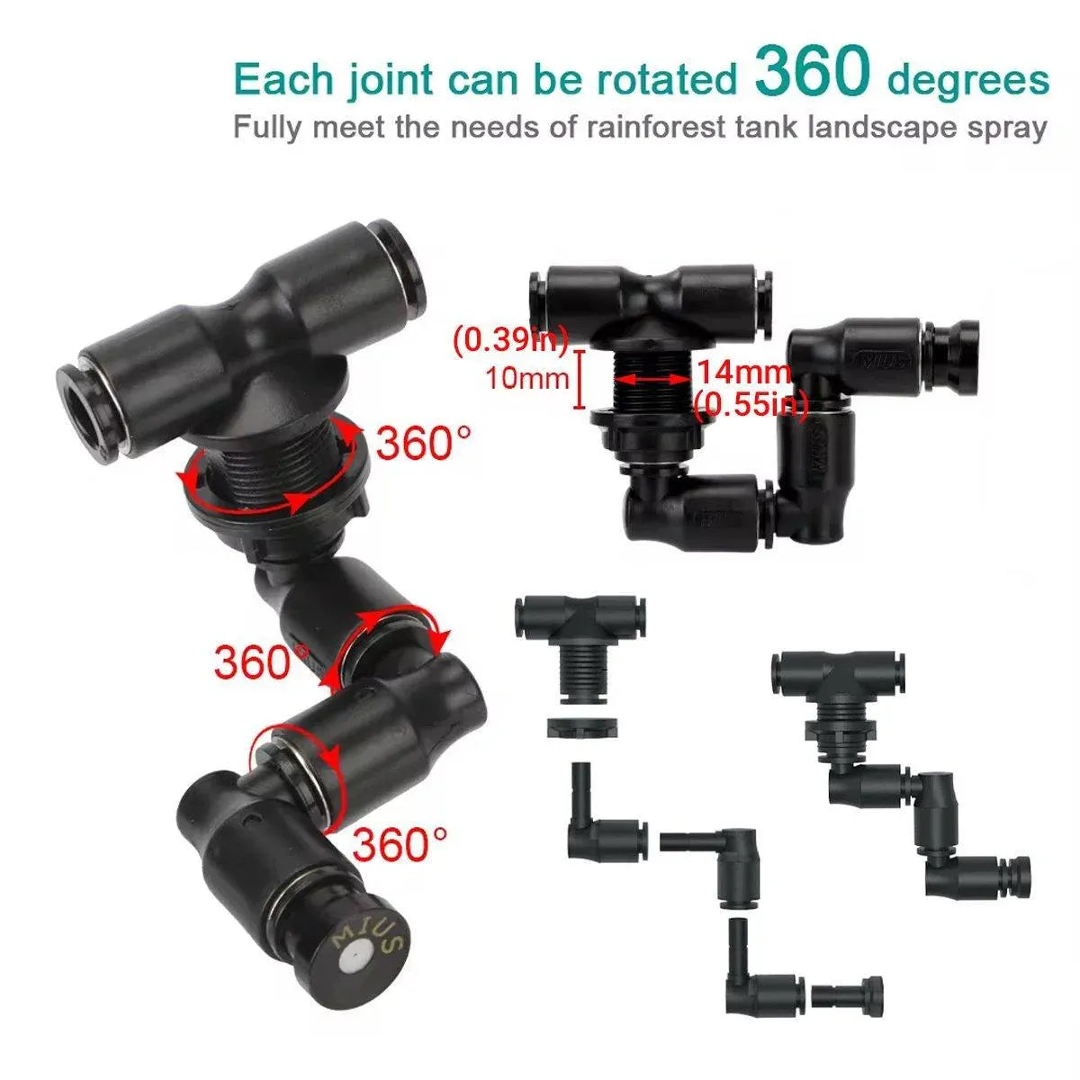 Adjustable Reptile Terrarium Misting Nozzle Set - Four Nozzles