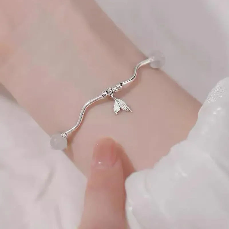 Women Fishtail Bracelet Chain Twisted Cuff Bracelet Bangle Adjustable Bracelets - 2