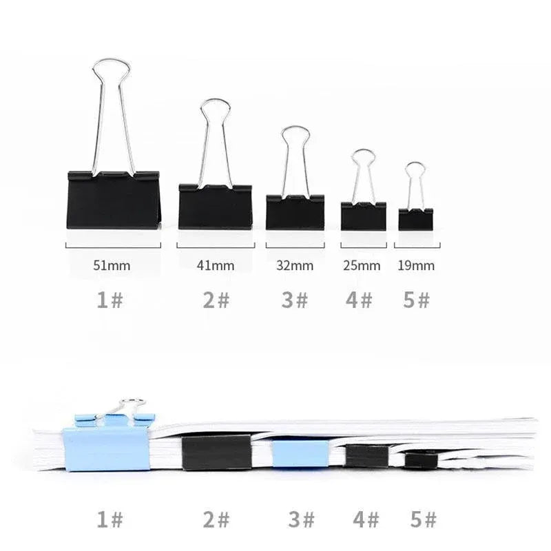 20PCS Black Bulldog Foldback Clips Document Paper Clamps Multiple Sizes - Blue 32mm — product photo 7