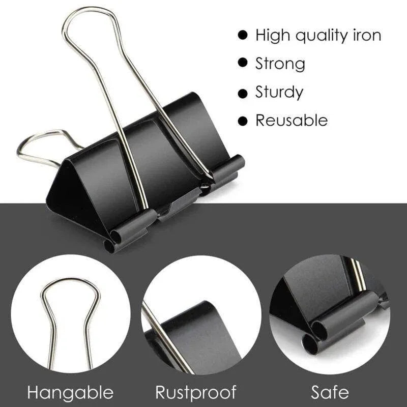 20PCS Black Bulldog Foldback Clips Document Paper Clamps Multiple Sizes - Blue 32mm — product photo 11