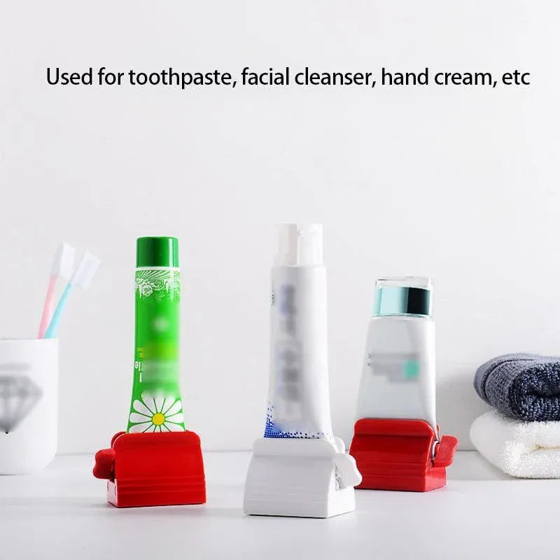 Large Bathroom Toothpaste Squeezer Tube Easy Stand Dispenser Rolling Holder Seat - White