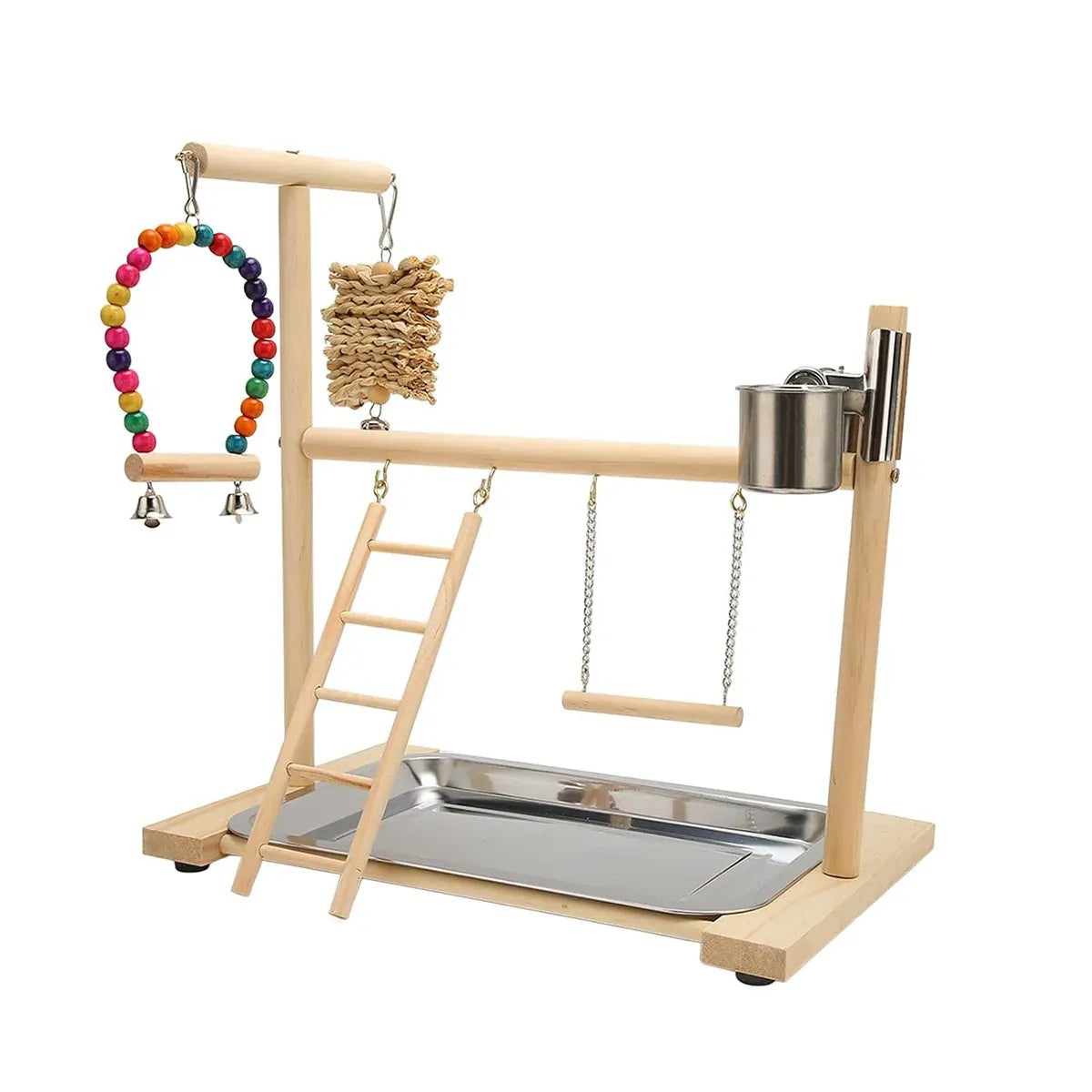 Wooden Parrot Activity Playstand with Swing & Ladder – 41 cm – product image 2 of 15