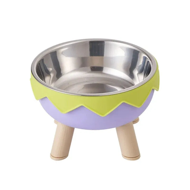 Raised Eggshell-Style Pet Food Bowl, Green, 14.2 × 9 cm