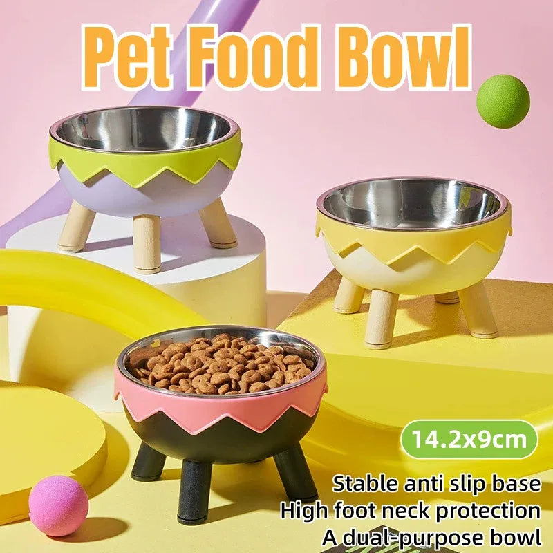 Raised Eggshell-Style Pet Food Bowl, Green, 14.2 × 9 cm