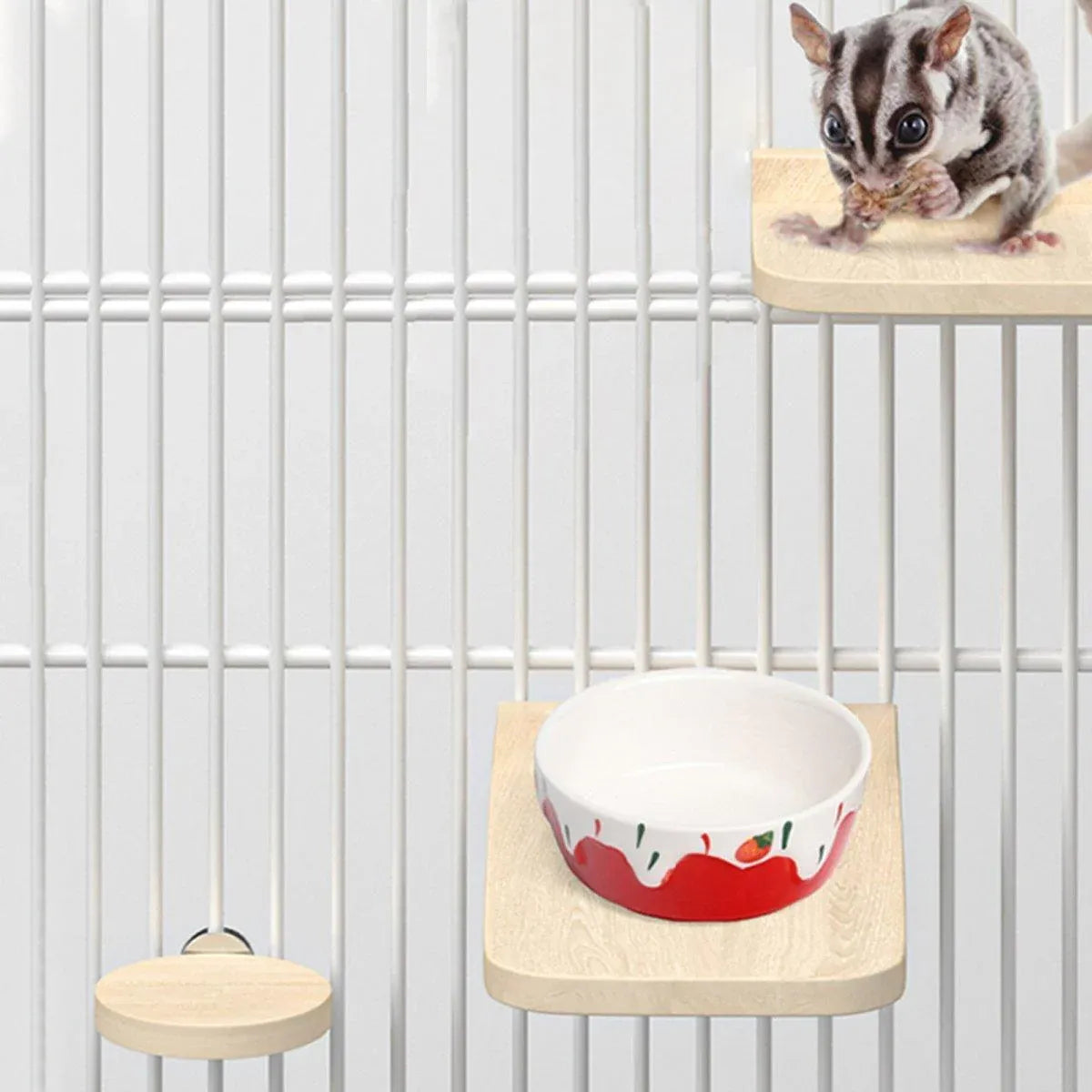 Wooden Small Pet Cage Platform - A2109, 9.5 × 9.5 × 1.5 cm