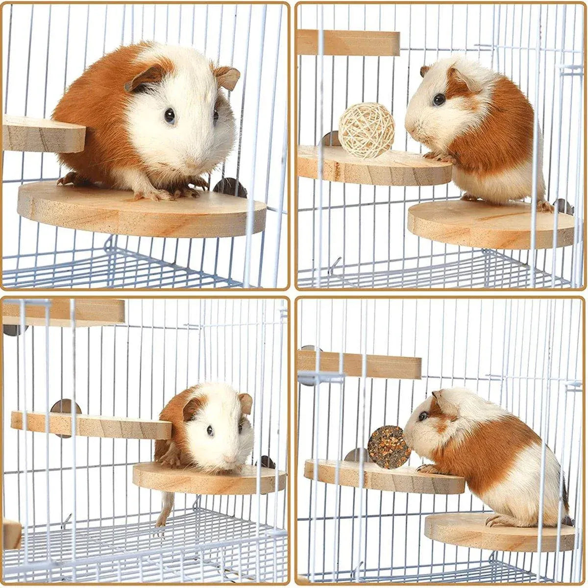 Wooden Small Pet Cage Platform - A2109, 9.5 × 9.5 × 1.5 cm