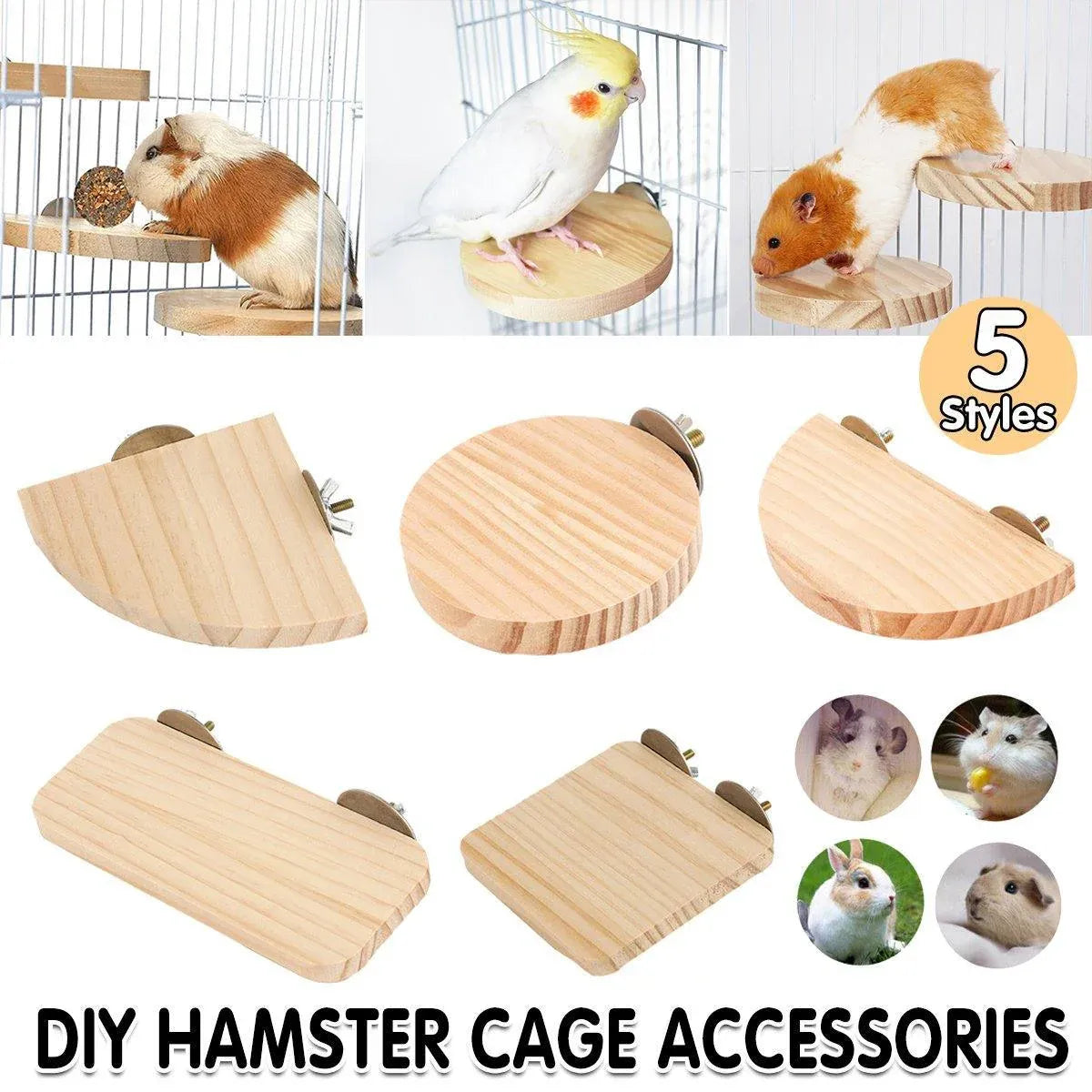 Wooden Small Pet Cage Platform - A2111, 15 × 7.5 × 1.5 cm
