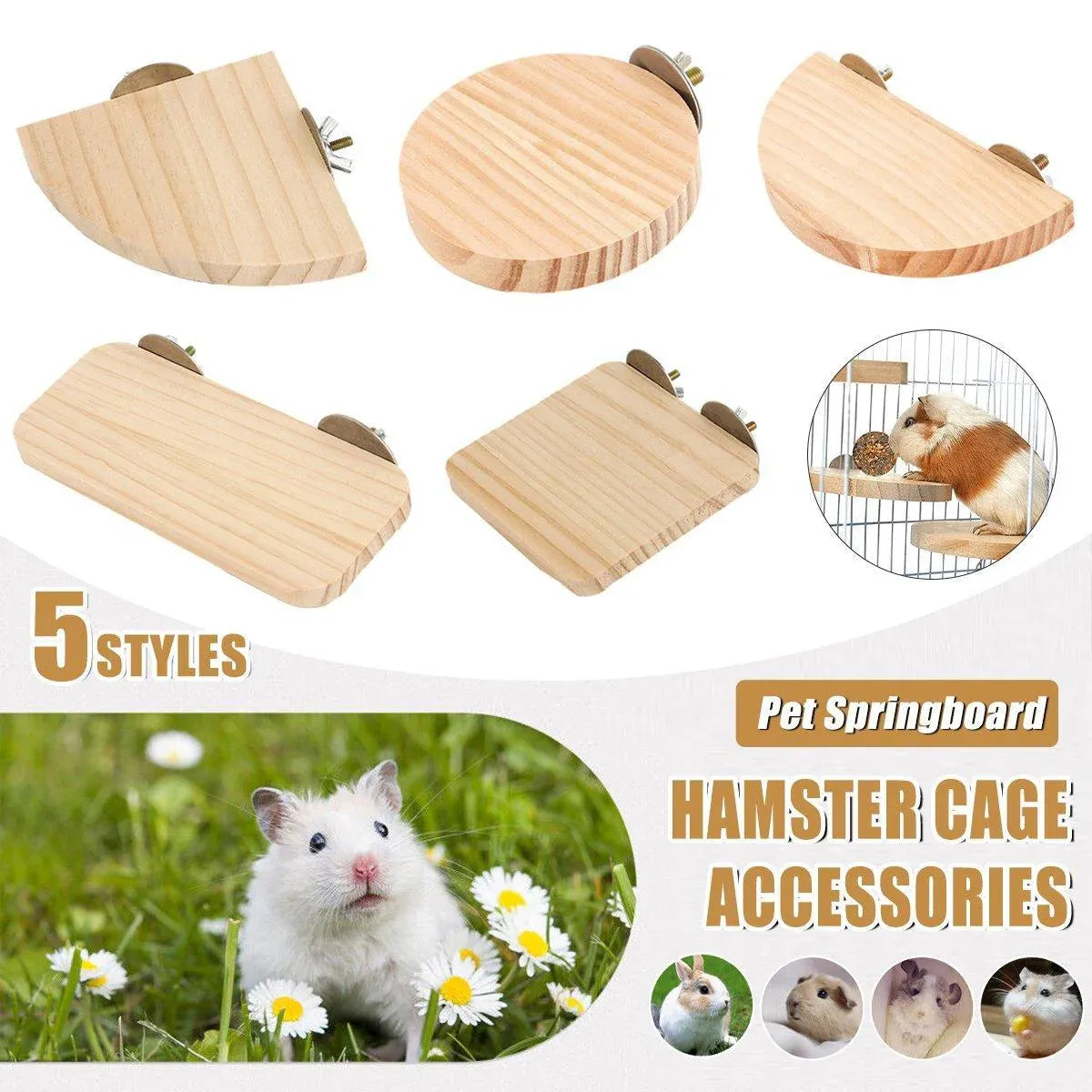 Wooden Small Pet Cage Platform - A2111, 15 × 7.5 × 1.5 cm