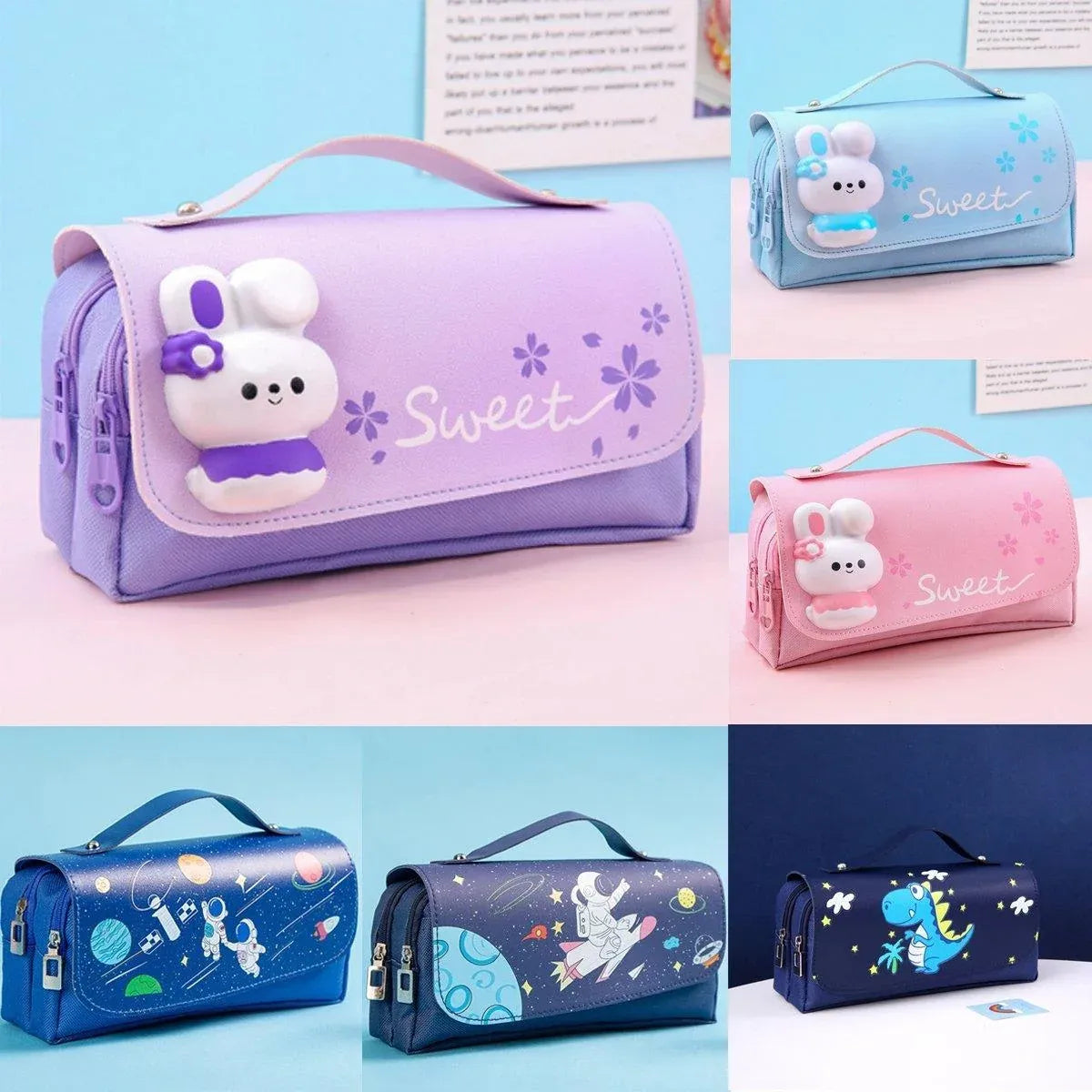 Functional Pencil Case Stationery Bag Pen Holder Storage Organizer for School - 06 — product image 9
