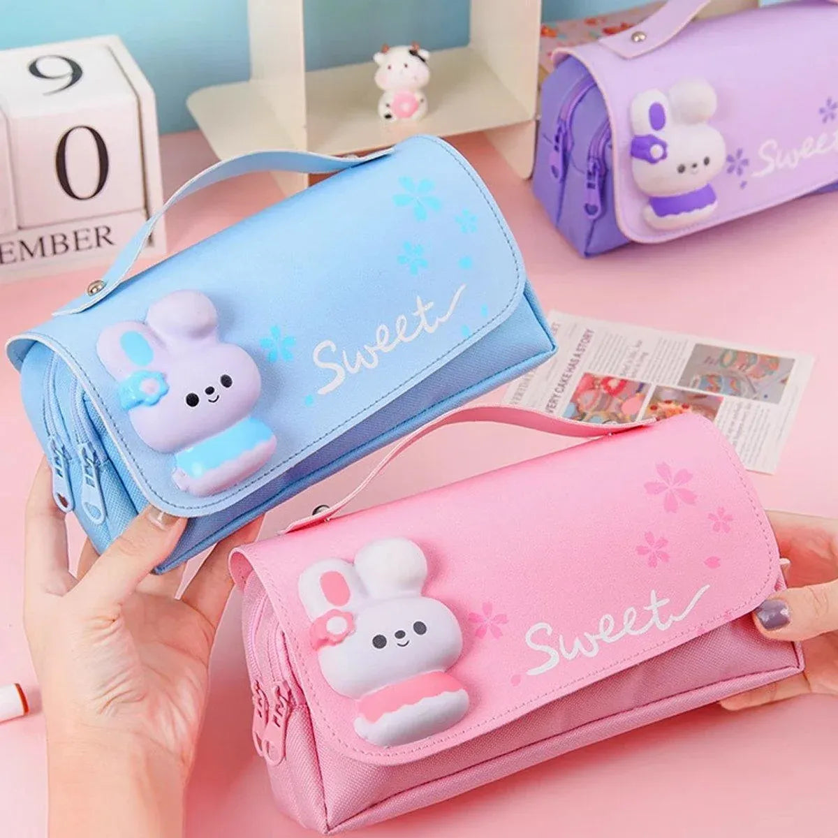 Functional Pencil Case Stationery Bag Pen Holder Storage Organizer for School - 06 — product image 11