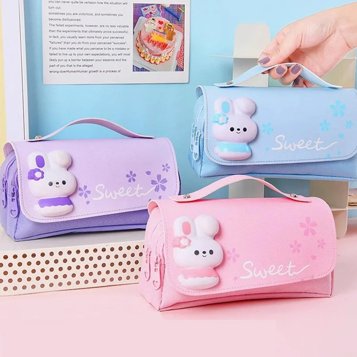 Functional Pencil Case Stationery Bag Pen Holder Storage Organizer for School - 06 — product image 12