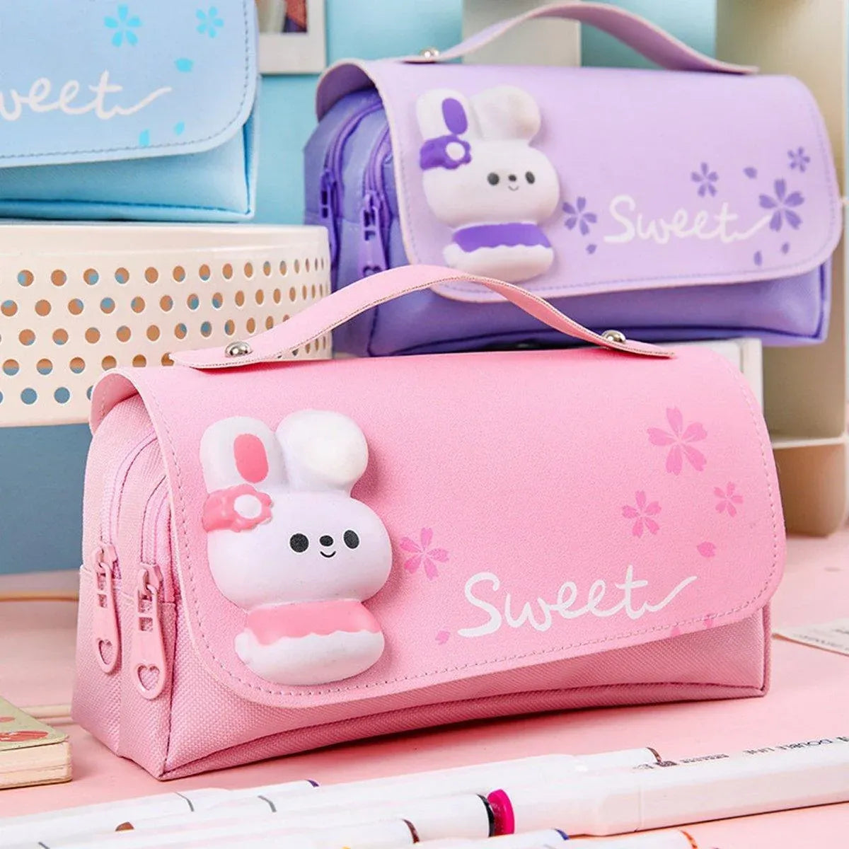 Functional Pencil Case Stationery Bag Pen Holder Storage Organizer for School - 06 — product image 13