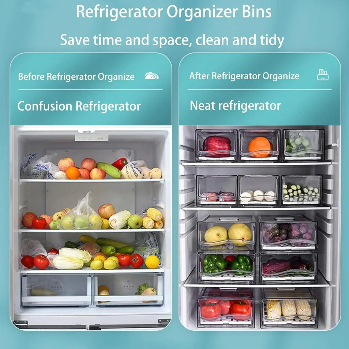 Kitchen Fridge Drawer Organiser Storage Boxes Refrigerator Storage Containers - 20cm — product image 8