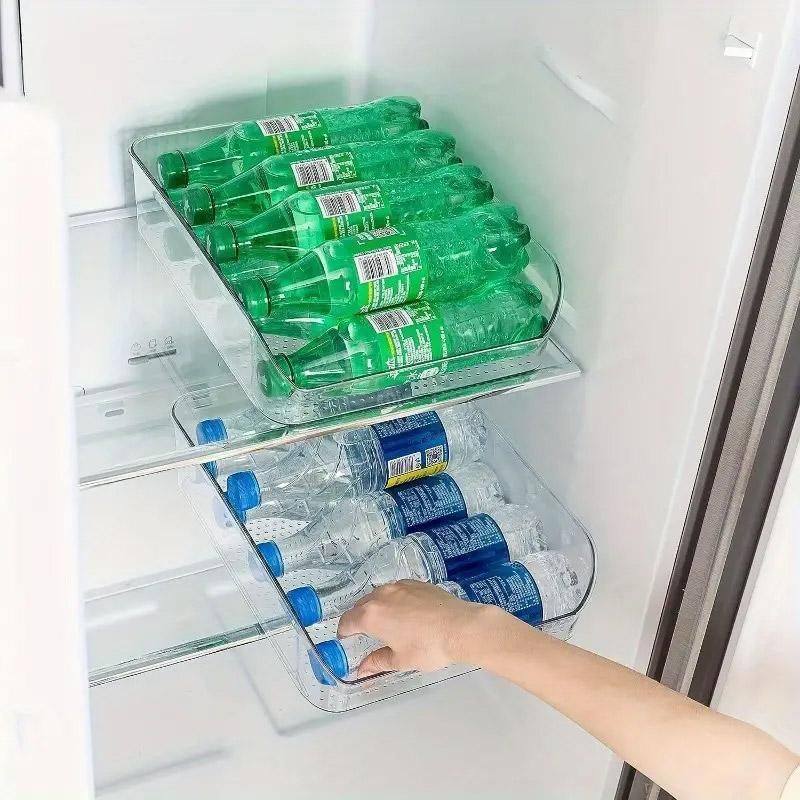 Clear Plastic Beverage Organizer Fridge Storage Shelf Holder for Kitchen Pantry — product image 8