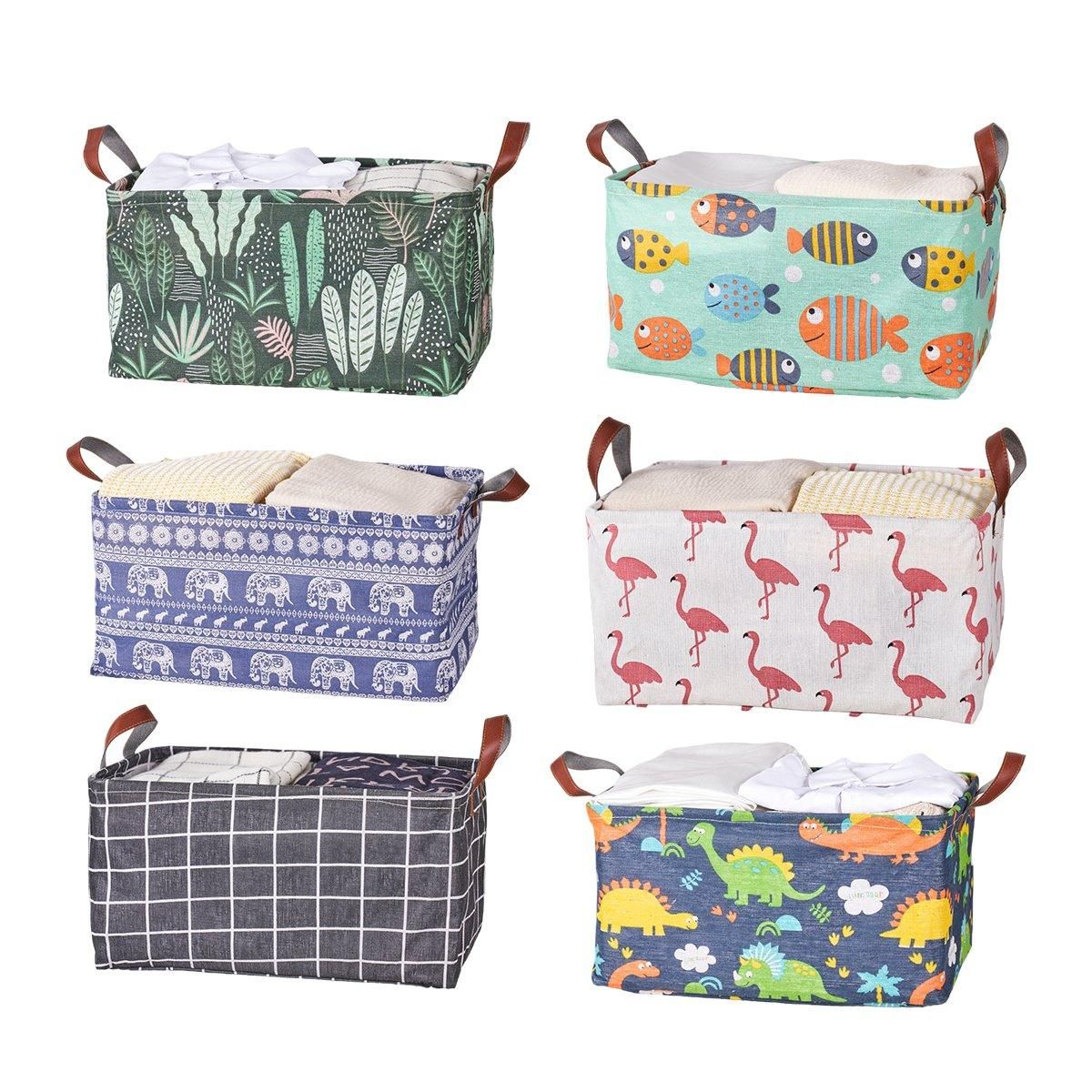 2pcs Foldable Cotton Linen Storage Baskets Home Organizer Box Office Supplies - Waterweed — product image 3