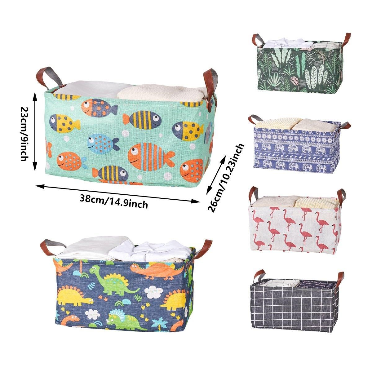 2pcs Foldable Cotton Linen Storage Baskets Home Organizer Box Office Supplies - Waterweed — product image 4