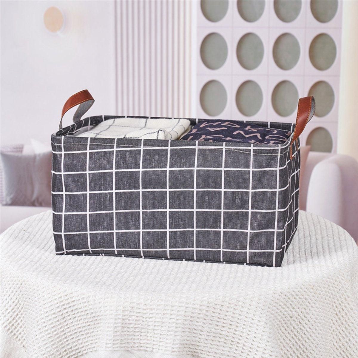 2pcs Foldable Cotton Linen Storage Baskets Home Organizer Box Office Supplies - Waterweed — product image 6