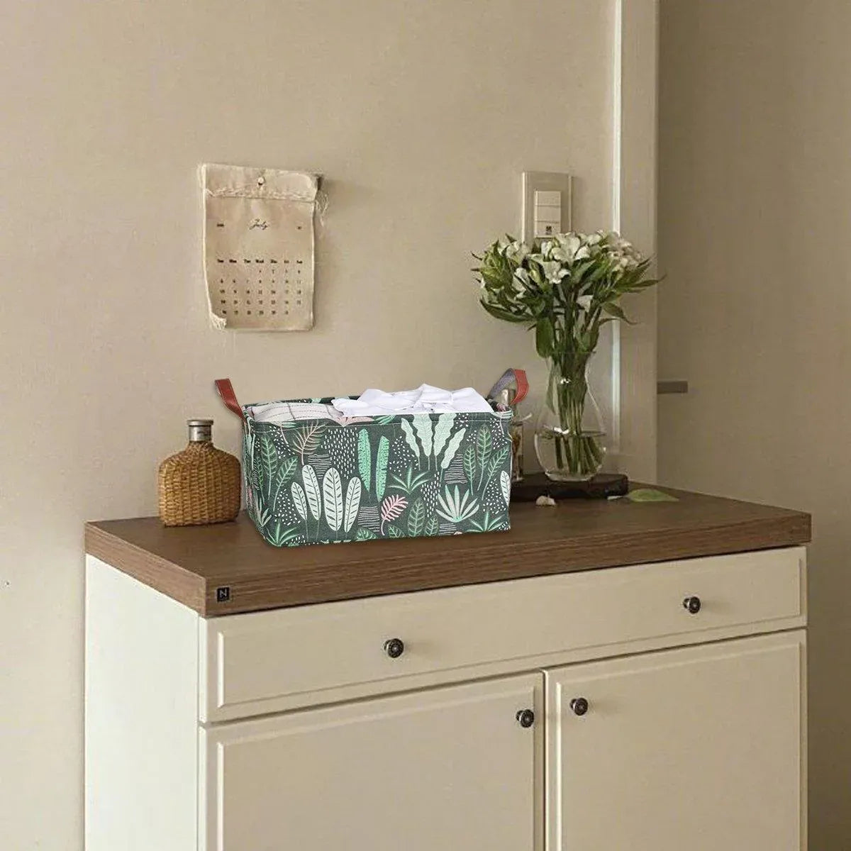 2pcs Foldable Cotton Linen Storage Baskets Home Organizer Box Office Supplies - Waterweed — product image 10