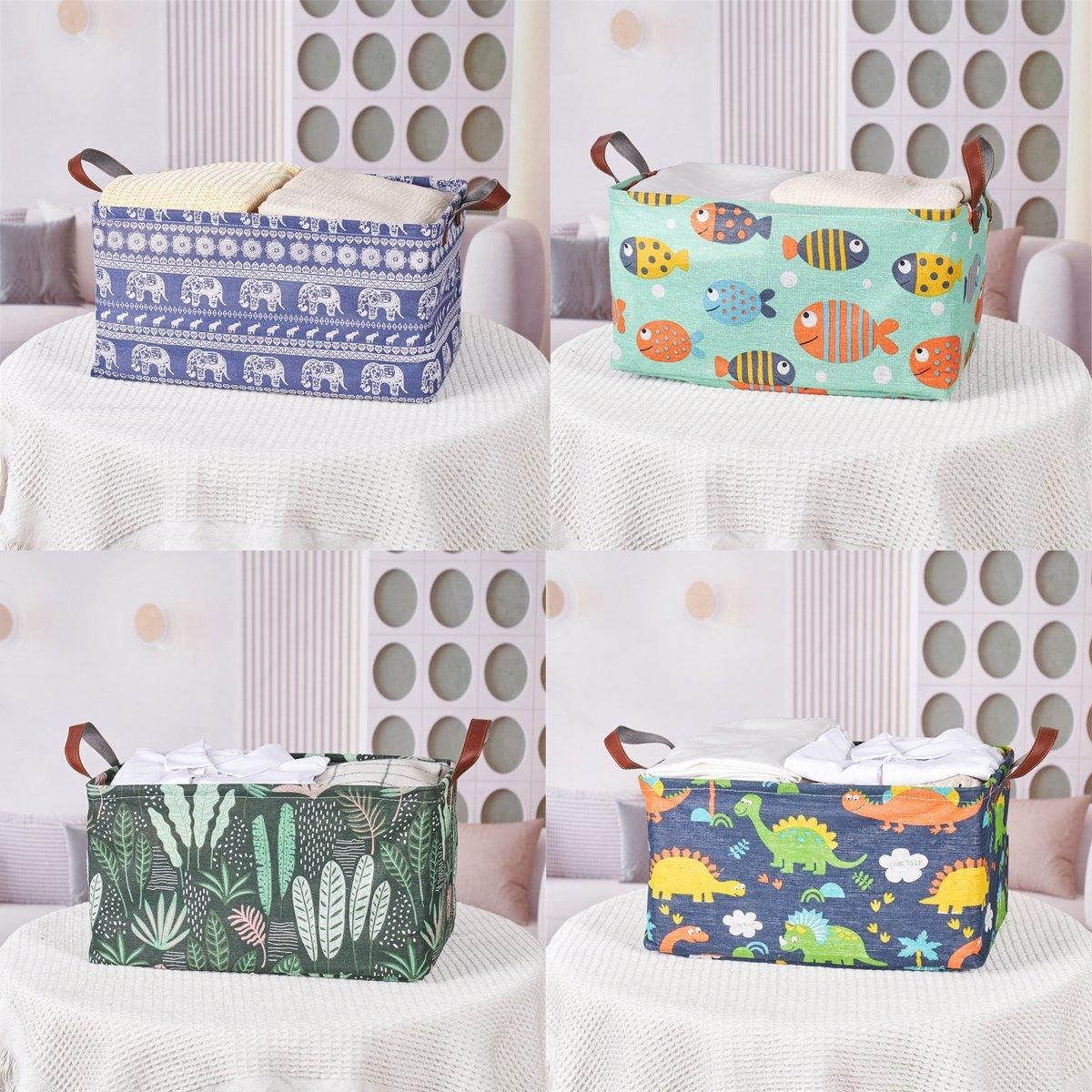 2pcs Foldable Cotton Linen Storage Baskets Home Organizer Box Office Supplies - Waterweed — product image 12