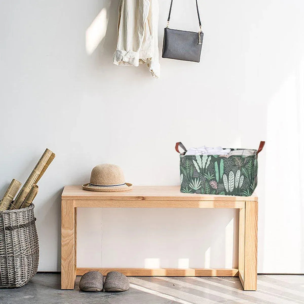 2pcs Foldable Cotton Linen Storage Baskets Home Organizer Box Office Supplies - Waterweed — product image 13