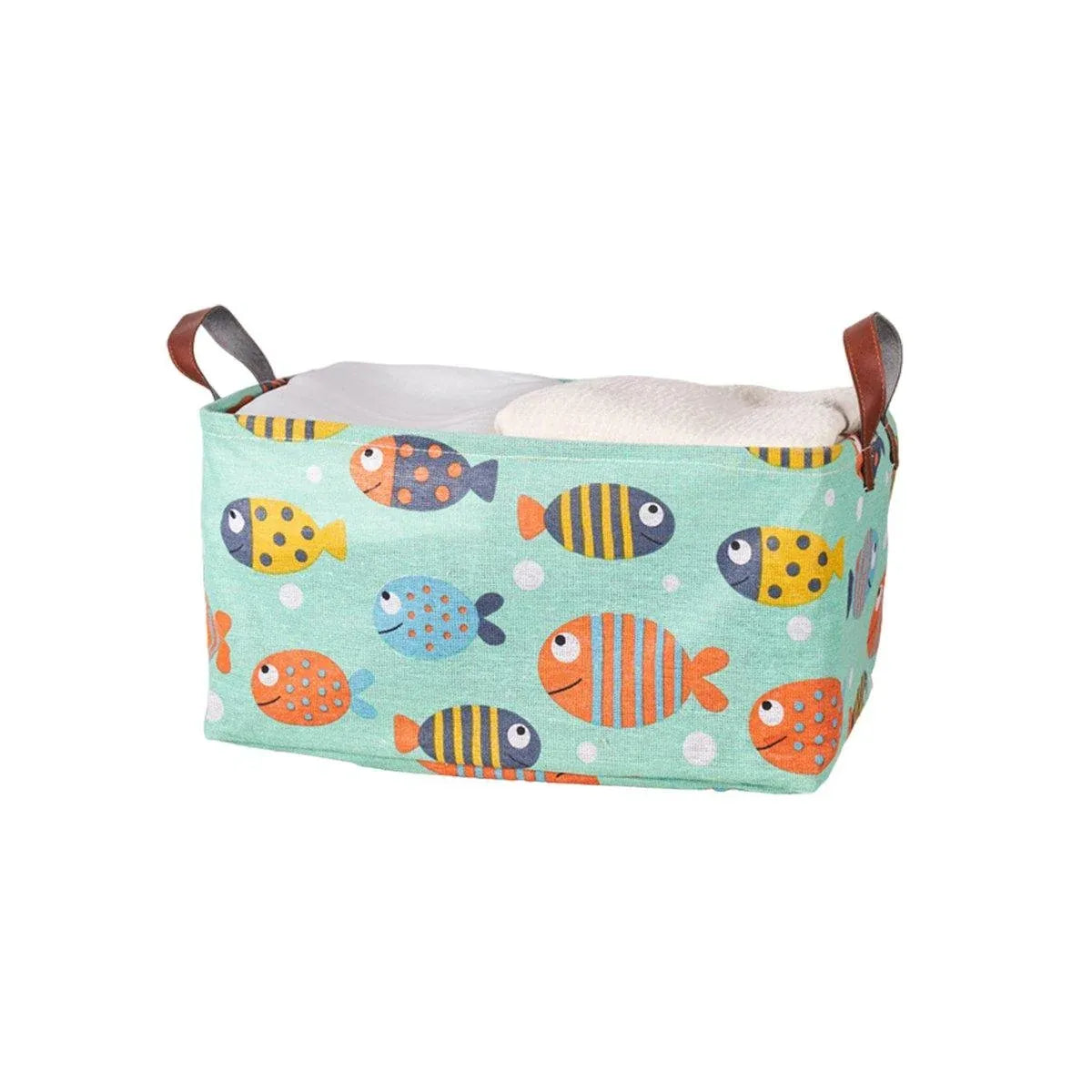 2pcs Foldable Cotton Linen Storage Baskets Home Organizer Box Office Supplies - Fish — product image 1