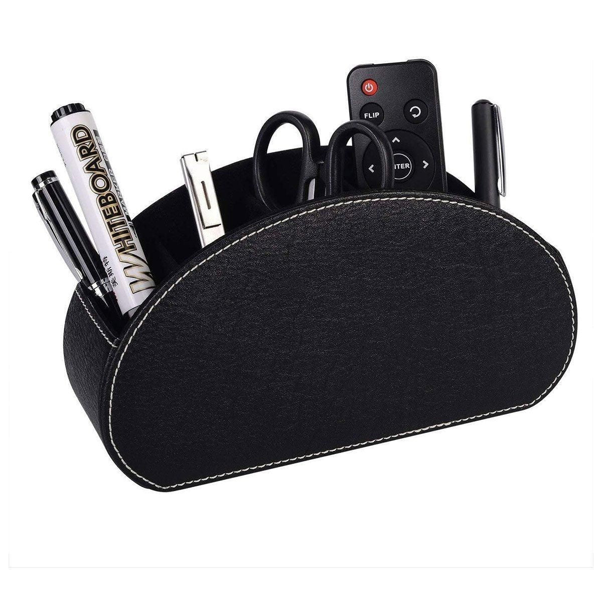 PU Leather Desktop Organiser Remote Control Office Cosmetic Storage Box Holder — product image 2