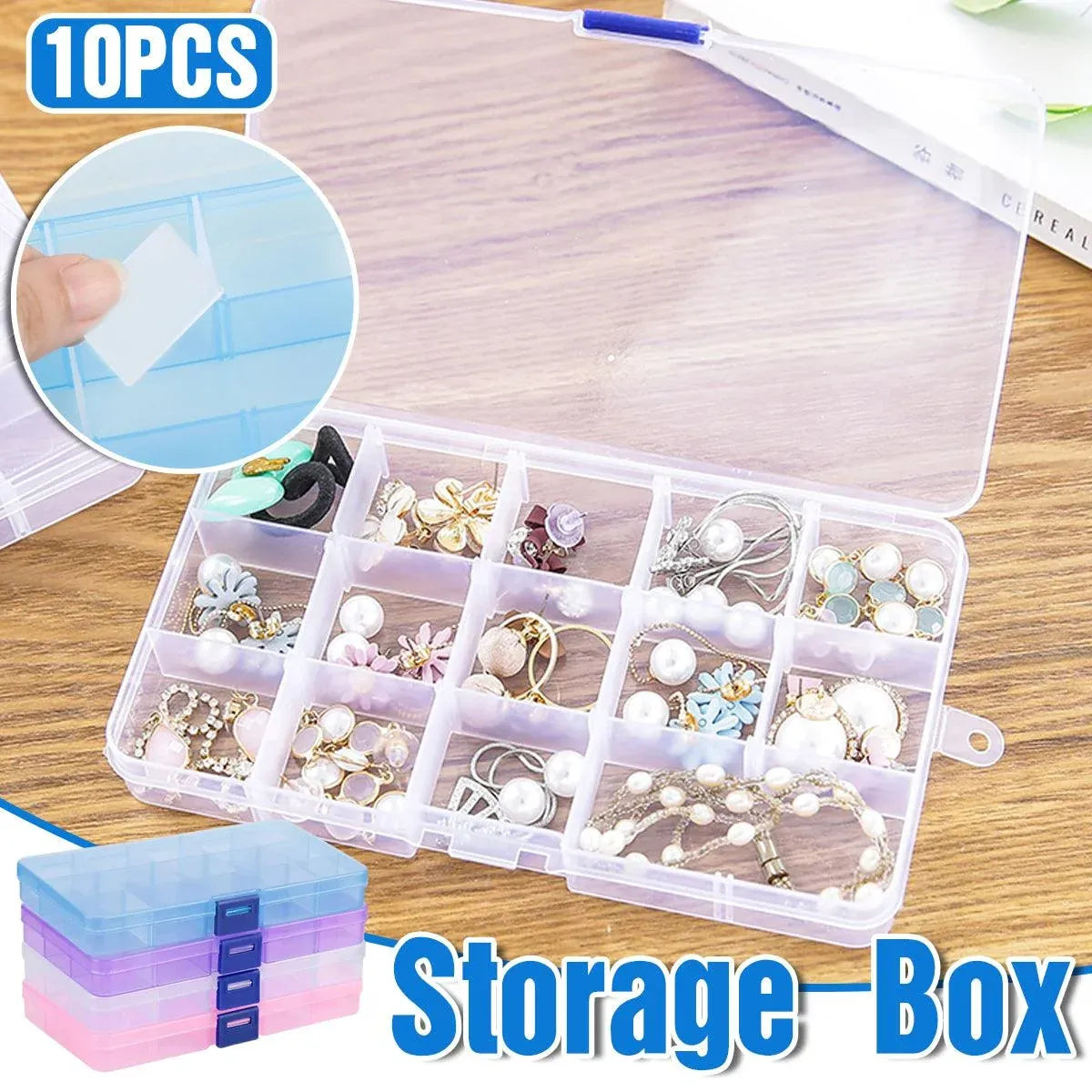 10pcs 15Compartments Plastic Box Case Bead Storage Organizer Jewelry Craft Box