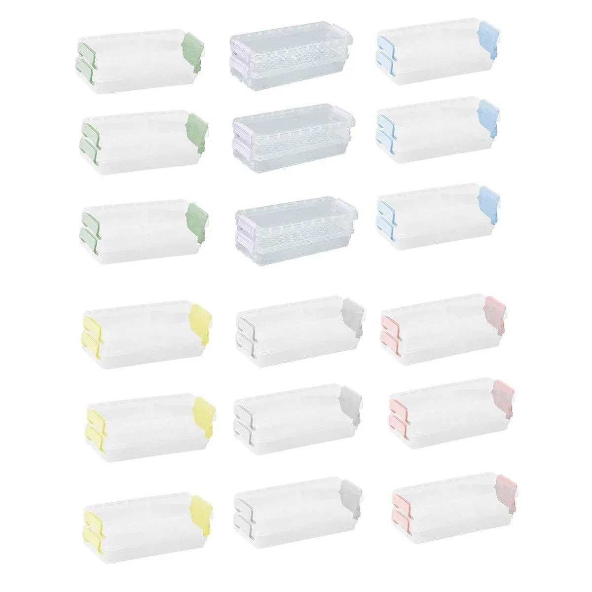 3PCS Clear Plastic Desktop Storage Box 2 Layer Holder DIY Stationery Pencil Case - Green