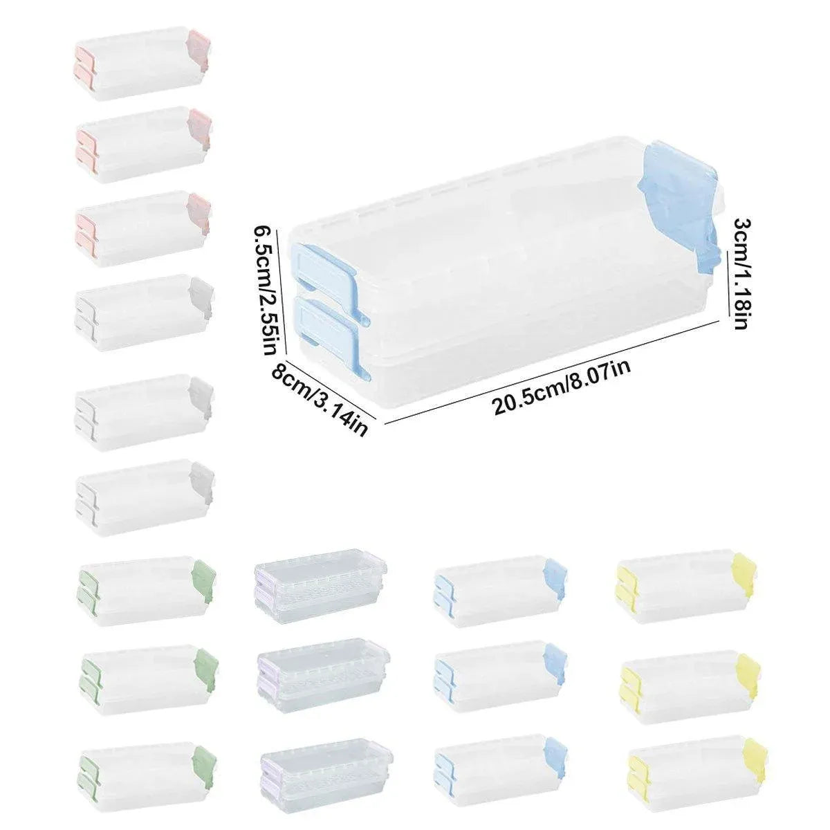 3PCS Clear Plastic Desktop Storage Box 2 Layer Holder DIY Stationery Pencil Case - Green