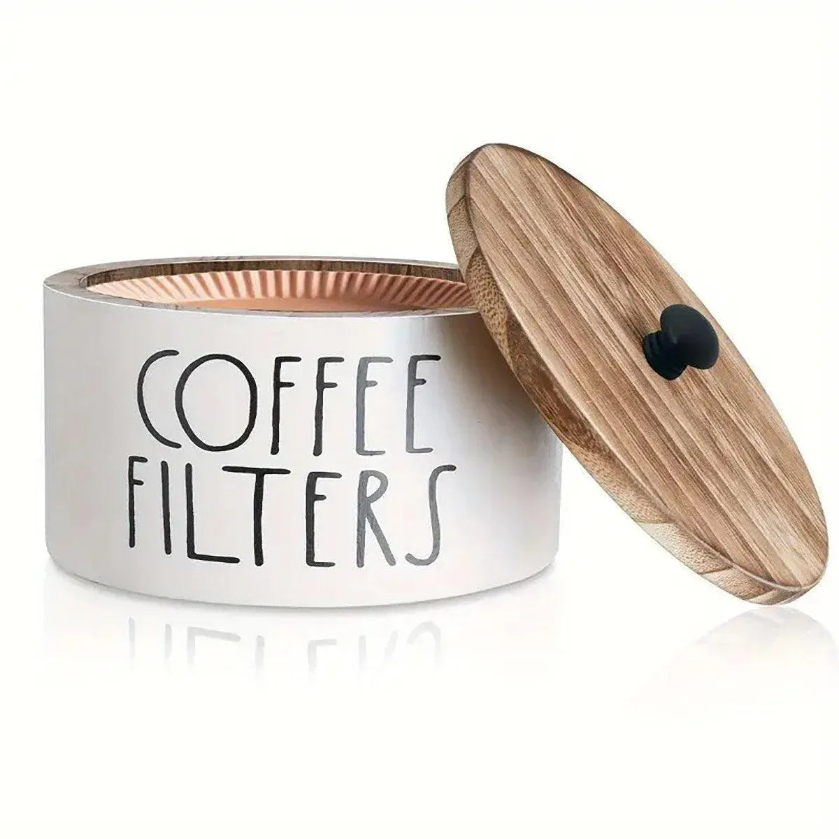 Vintage Wooden Coffee Filter Storage Box with Lid – White — product image 1 of 12