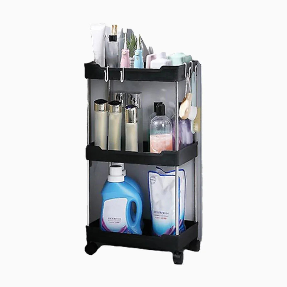 Multi Layer Rolling Storage Cart Kitchen Bathroom Organizer Shelf with Wheels - 3-Black — product image 1