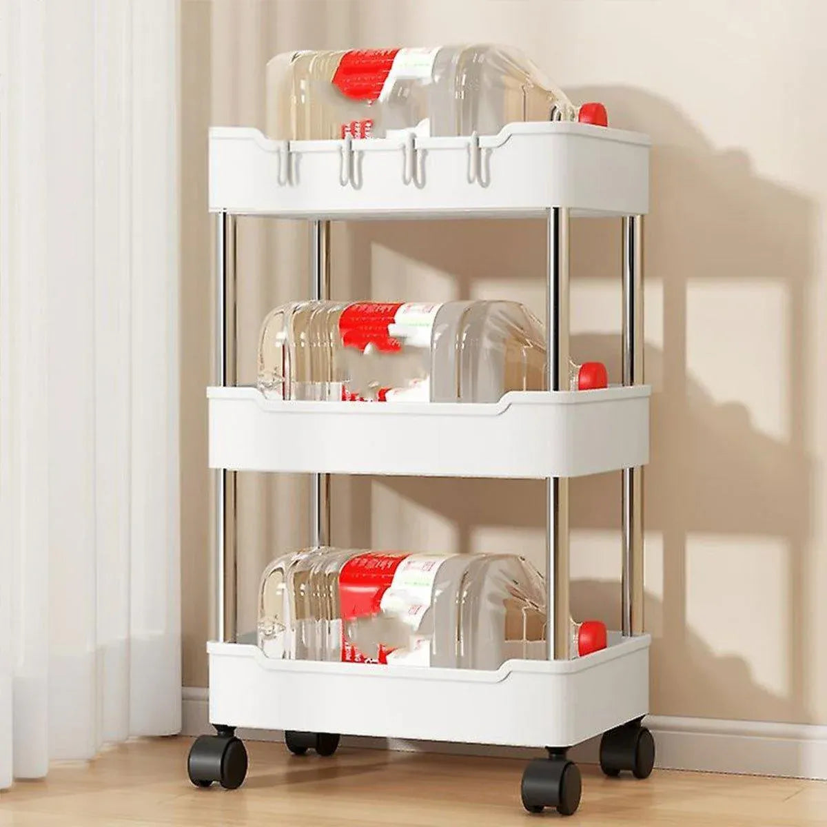 Multi Layer Rolling Storage Cart Kitchen Bathroom Organizer Shelf with Wheels - 3-White - image 13