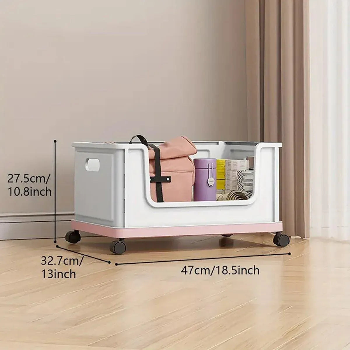 Under Desk Book Storage Box with Wheels Movable Classroom Student Organiser Rack - White — product image 4