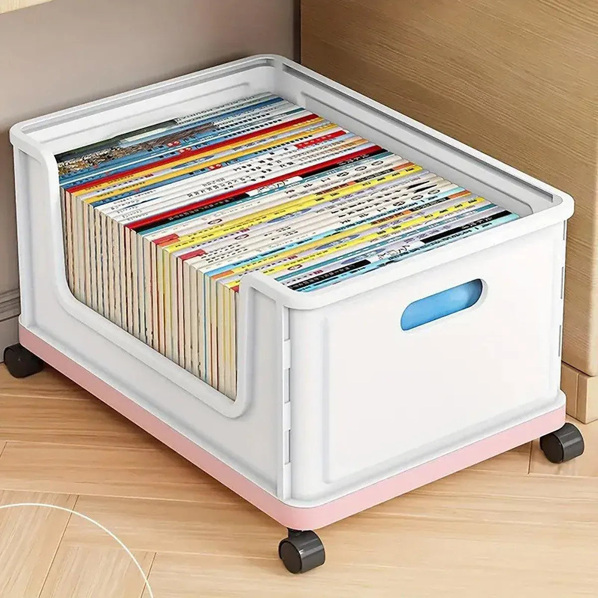 Under Desk Book Storage Box with Wheels Movable Classroom Student Organiser Rack - White — product image 10